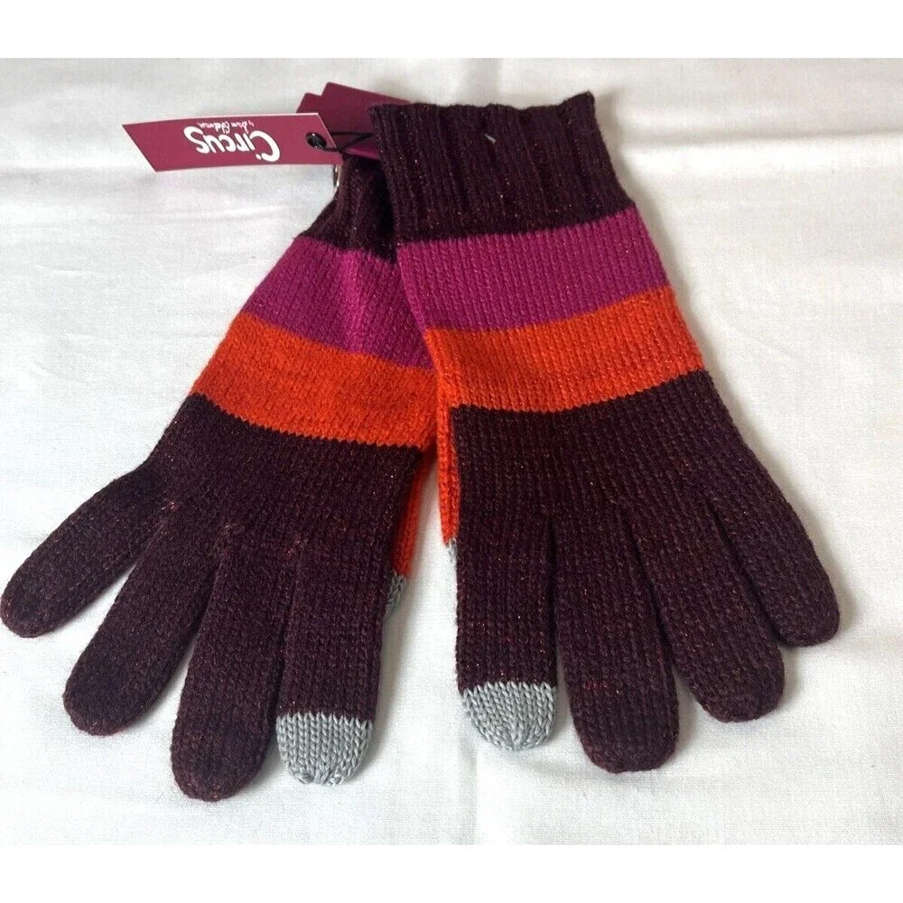 Circus by Sam Edelman 3pc Hat Headband Glove Set Sparkle Stripe Multicolor NWT
